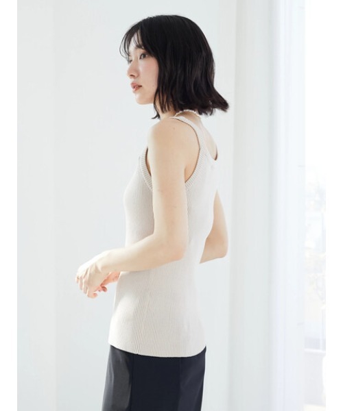 Green　Parks（グリーンパークス）の「アメスリニットタンク（タンクトップ・レディース・ブラック/ブルー/グリーン/グレイッシュベージュ・FREE）」の8枚目の写真