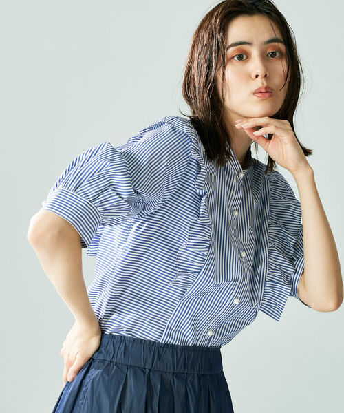 NOLLEY’S（ノーリーズ）の「パール釦フリルブラウス（シャツ/ブラウス・レディース・オフホワイト/ブルー系その他7/ラベンダー/サックスブルー・38）」の22枚目の写真