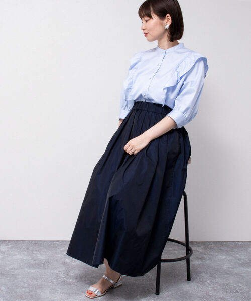 NOLLEY’S（ノーリーズ）の「パール釦フリルブラウス（シャツ/ブラウス・レディース・オフホワイト/ブルー系その他7/ラベンダー/サックスブルー・38）」の13枚目の写真