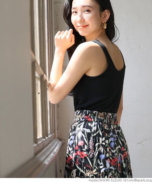coca（coca）（コカ）の「ギャザー花柄スカート（スカート・レディース・ブラック・SHORT/LONG）」の9枚目の写真