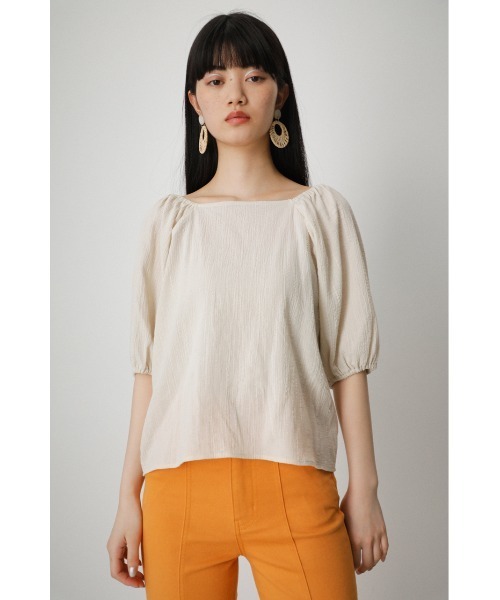 AZUL by moussy（アズールバイマウジー）の「2WAY SHIRRING PUFF BLOUSE/２WAYシャーリングパフブラウス（シャツ/ブラウス・レディース・オレンジ系その他/ブラック/アイボリー/カーキ・SMALL/MEDIUM）」の8枚目の写真