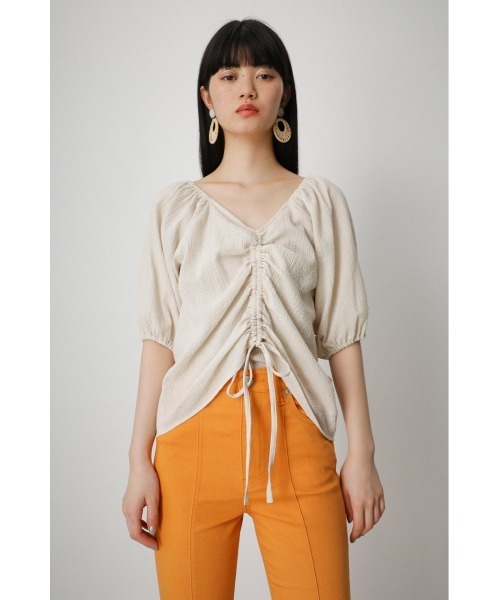 AZUL by moussy（アズールバイマウジー）の「2WAY SHIRRING PUFF BLOUSE/２WAYシャーリングパフブラウス（シャツ/ブラウス・レディース・オレンジ系その他/ブラック/アイボリー/カーキ・SMALL/MEDIUM）」の14枚目の写真