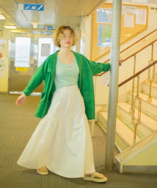 Kastane（カスタネ）の「【Yuri Hanamoriコラボ】ボリュームロングスカート（スカート・レディース・ネイビー/オフホワイト・FREE）」の3枚目の写真