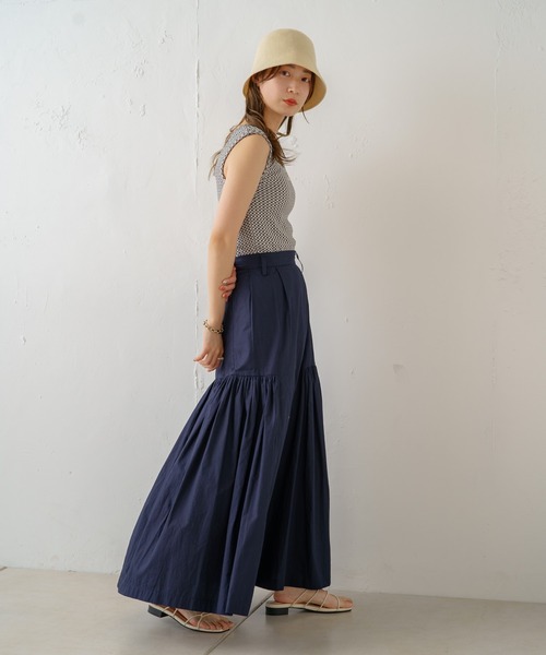 Kastane（カスタネ）の「【Yuri Hanamoriコラボ】ボリュームロングスカート（スカート・レディース・ネイビー/オフホワイト・FREE）」の20枚目の写真