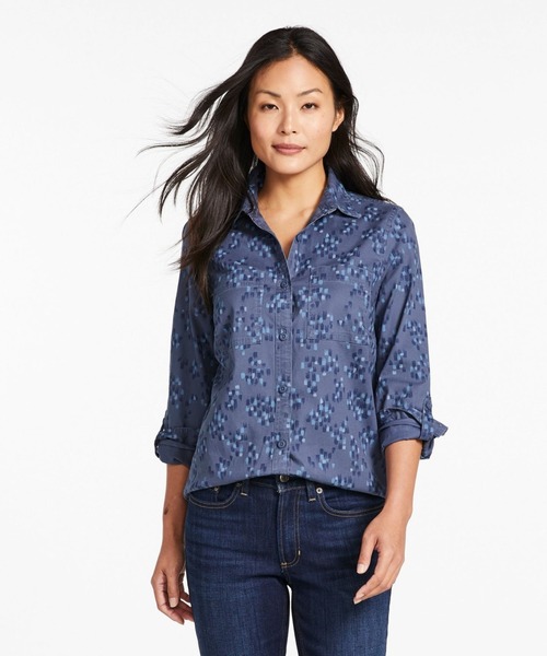 L.L.Bean(エルエルビーン)の「コンフォート・コットン/テンセル・シャツ、長袖 プリント ジャパン・フィット(シャツ/ブラウス・レディース・ベージュ系その他/ブルー系その他・SMALL/MEDIUM/LARGE/X-LARGE)」の9枚目の写真