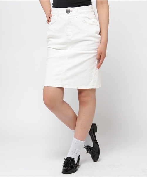 earth music&ecology（アースミュージックアンドエコロジー）の「【Lee×earth】ペンシルスカート（デニムスカート・レディース・ホワイト/インディゴブルー・X-SMALL/SMALL/MEDIUM）」の2枚目の写真