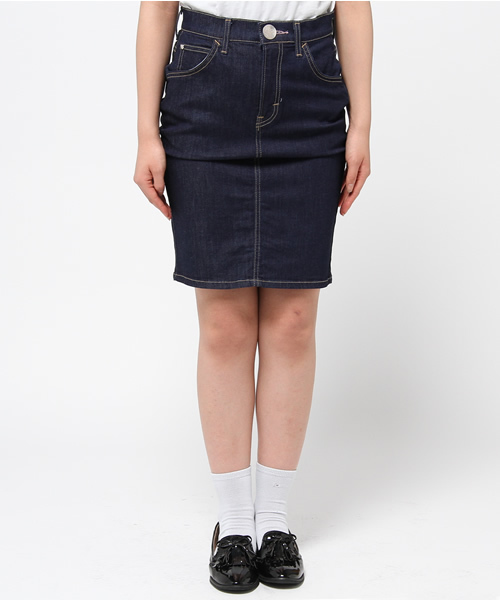 earth music&ecology（アースミュージックアンドエコロジー）の「【Lee×earth】ペンシルスカート（デニムスカート・レディース・ホワイト/インディゴブルー・X-SMALL/SMALL/MEDIUM）」の3枚目の写真