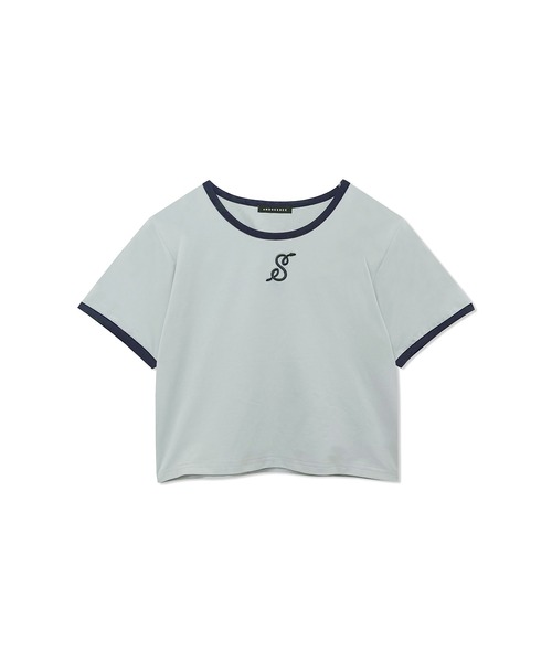 ANDGEEBEE(アンジービー)の「パイピングミニT(Tシャツ/カットソー・レディース・ホワイト/ブルー・MEDIUM)」の13枚目の写真