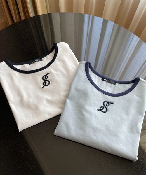 ANDGEEBEE(アンジービー)の「パイピングミニT(Tシャツ/カットソー・レディース・ホワイト/ブルー・MEDIUM)」の16枚目の写真