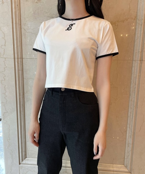 ANDGEEBEE(アンジービー)の「パイピングミニT(Tシャツ/カットソー・レディース・ホワイト/ブルー・MEDIUM)」の22枚目の写真