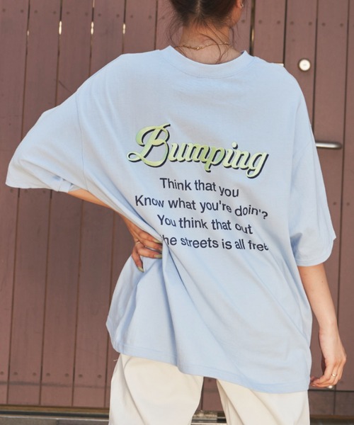 SHAGGIE（シャギー）の「BUMPINGバック刺繍オーバーTEEシャツ（Tシャツ/カットソー・レディース・ホワイト/ブルー・FREE）」の16枚目の写真