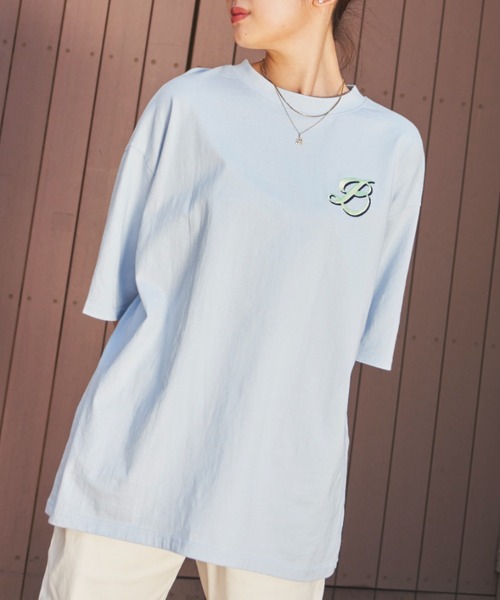 SHAGGIE（シャギー）の「BUMPINGバック刺繍オーバーTEEシャツ（Tシャツ/カットソー・レディース・ホワイト/ブルー・FREE）」の14枚目の写真