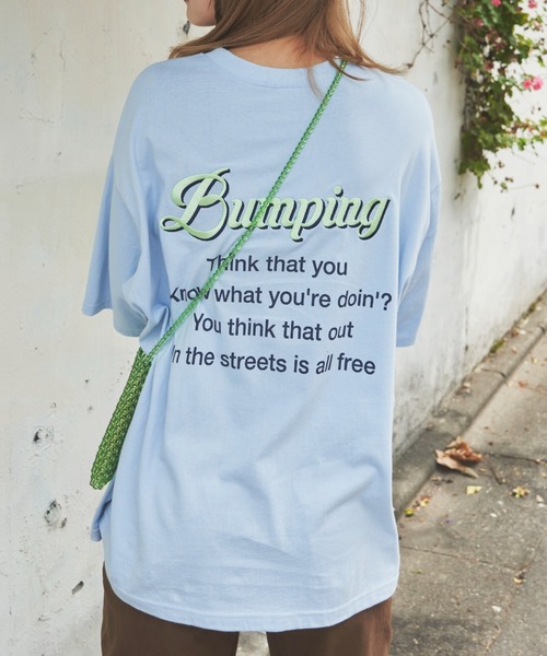 SHAGGIE（シャギー）の「BUMPINGバック刺繍オーバーTEEシャツ（Tシャツ/カットソー・レディース・ホワイト/ブルー・FREE）」の10枚目の写真