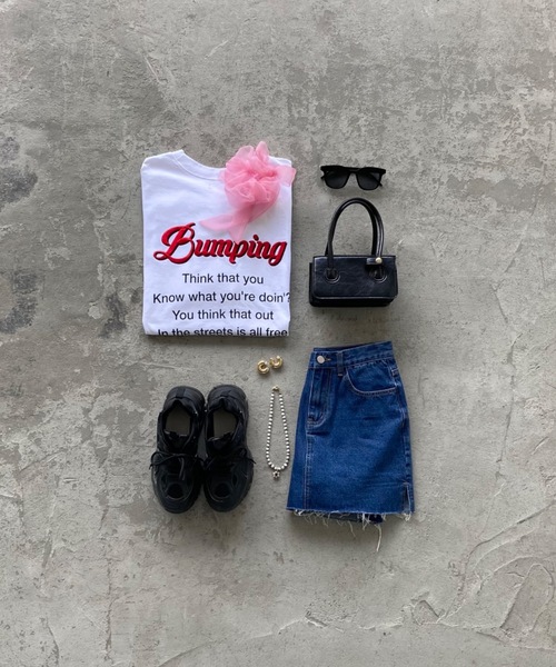 SHAGGIE（シャギー）の「BUMPINGバック刺繍オーバーTEEシャツ（Tシャツ/カットソー・レディース・ホワイト/ブルー・FREE）」の17枚目の写真