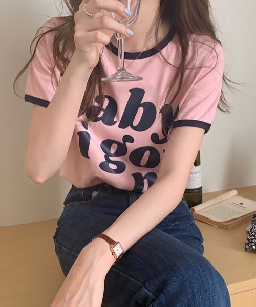 MANGROVE(マングローブ)の「babyロゴリンガーTEE(Tシャツ/カットソー・レディース・カーキ/ホワイト/ピンク・FREE)」の3枚目の写真
