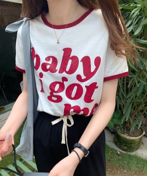 MANGROVE(マングローブ)の「babyロゴリンガーTEE(Tシャツ/カットソー・レディース・カーキ/ホワイト/ピンク・FREE)」の19枚目の写真