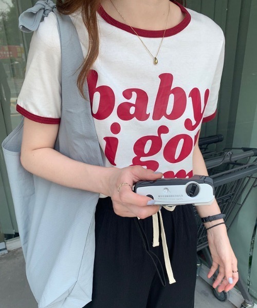 MANGROVE(マングローブ)の「babyロゴリンガーTEE(Tシャツ/カットソー・レディース・カーキ/ホワイト/ピンク・FREE)」の6枚目の写真