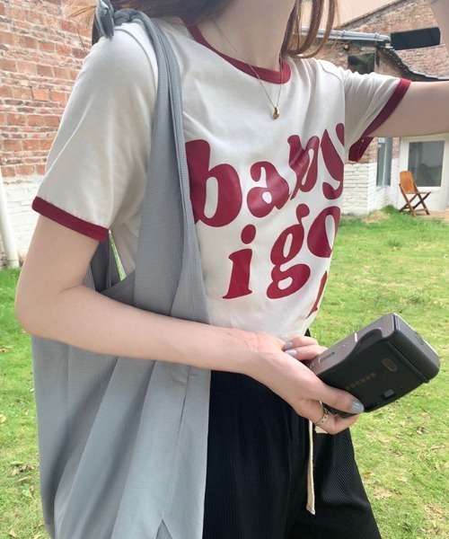 MANGROVE(マングローブ)の「babyロゴリンガーTEE(Tシャツ/カットソー・レディース・カーキ/ホワイト/ピンク・FREE)」の7枚目の写真