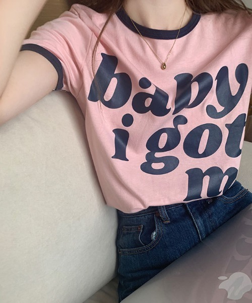 MANGROVE(マングローブ)の「babyロゴリンガーTEE(Tシャツ/カットソー・レディース・カーキ/ホワイト/ピンク・FREE)」の9枚目の写真