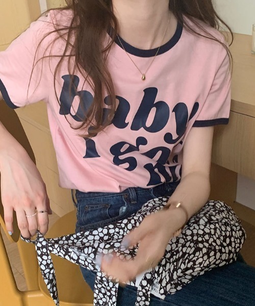 MANGROVE(マングローブ)の「babyロゴリンガーTEE(Tシャツ/カットソー・レディース・カーキ/ホワイト/ピンク・FREE)」の10枚目の写真