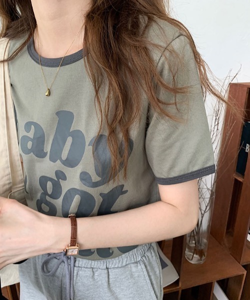 MANGROVE(マングローブ)の「babyロゴリンガーTEE(Tシャツ/カットソー・レディース・カーキ/ホワイト/ピンク・FREE)」の14枚目の写真