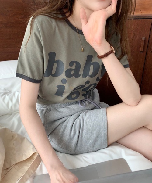 MANGROVE(マングローブ)の「babyロゴリンガーTEE(Tシャツ/カットソー・レディース・カーキ/ホワイト/ピンク・FREE)」の15枚目の写真