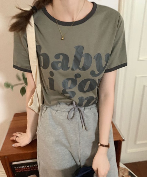MANGROVE(マングローブ)の「babyロゴリンガーTEE(Tシャツ/カットソー・レディース・カーキ/ホワイト/ピンク・FREE)」の16枚目の写真