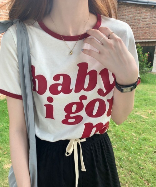 MANGROVE(マングローブ)の「babyロゴリンガーTEE(Tシャツ/カットソー・レディース・カーキ/ホワイト/ピンク・FREE)」の4枚目の写真