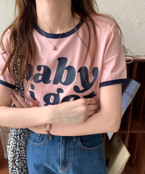 MANGROVE(マングローブ)の「babyロゴリンガーTEE(Tシャツ/カットソー・レディース・カーキ/ホワイト/ピンク・FREE)」の20枚目の写真