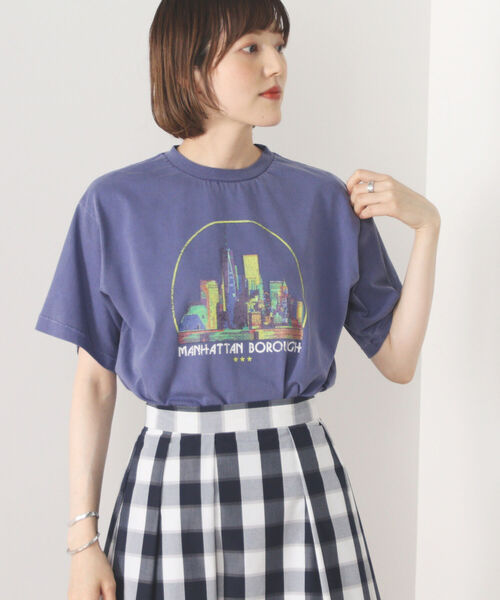 BEAMS HEART（ビームスハート）の「BEAMS HEART / カラフル プリント Tシャツ（Tシャツ/カットソー・レディース・オフホワイト/ブラック系その他4/ブルー・FREE）」の3枚目の写真