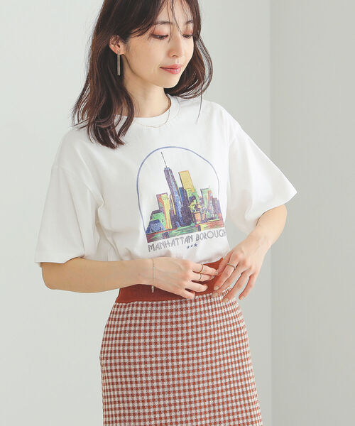 BEAMS HEART（ビームスハート）の「BEAMS HEART / カラフル プリント Tシャツ（Tシャツ/カットソー・レディース・オフホワイト/ブラック系その他4/ブルー・FREE）」の5枚目の写真