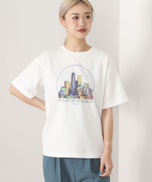 BEAMS HEART（ビームスハート）の「BEAMS HEART / カラフル プリント Tシャツ（Tシャツ/カットソー・レディース・オフホワイト/ブラック系その他4/ブルー・FREE）」の8枚目の写真