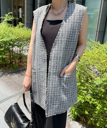 ツイードロングジレ