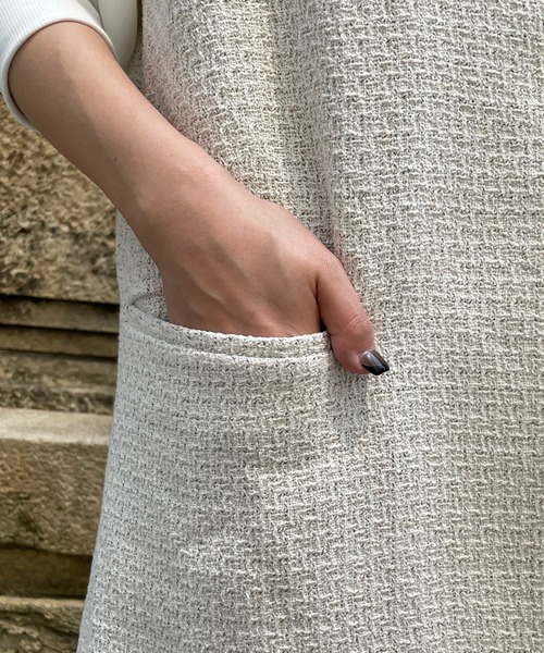 DouDou(ドゥドゥ)の「ツイードロングジレ(ベスト・レディース・ブラック/オフホワイト・FREE)」の17枚目の写真