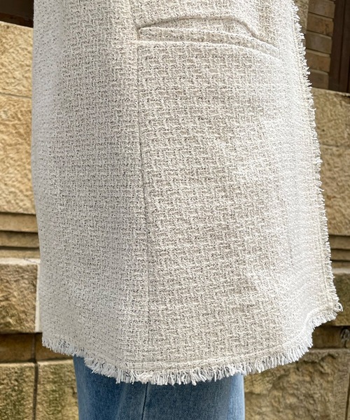 DouDou(ドゥドゥ)の「ツイードロングジレ(ベスト・レディース・ブラック/オフホワイト・FREE)」の9枚目の写真