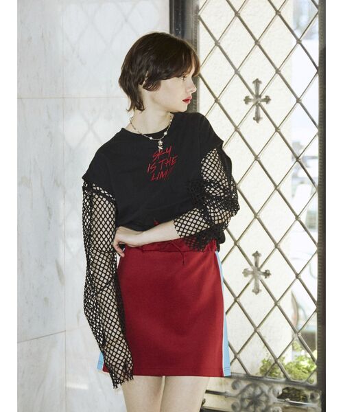 jouetie（ジュエティ）の「オーバーメッシュトップス（Tシャツ/カットソー・レディース・ブラック/グリーン/パープル/パープル系その他3/アイボリー/オレンジ/ライトブルー/レッド・MEDIUM）」の15枚目の写真