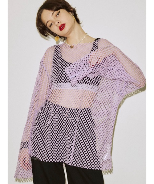 オーバーメッシュトップス（Tシャツ/カットソー）｜jouetie