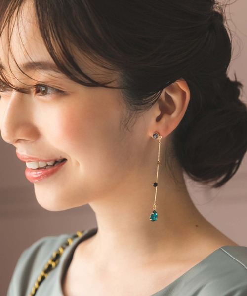 Edit Sheen(エディットシーン)の「カラフル4連ビジューピアス(ピアス(両耳用)・レディース・ピンク/オレンジ/ブルー・FREE)」の2枚目の写真