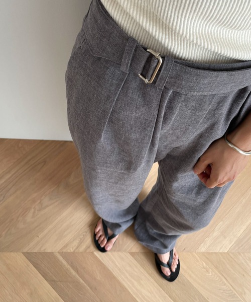 CANAL JEAN(キャナルジーン)の「El mar(エルマール) ベルト付きタックパンツ(スラックス・レディース・ブラック/グレー・ONE SIZE)」の7枚目の写真