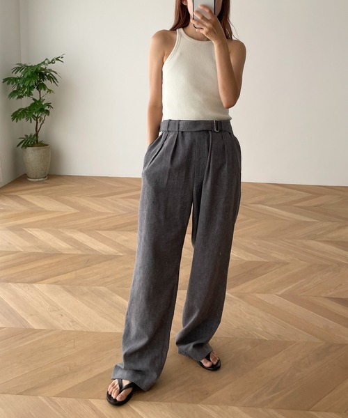 CANAL JEAN(キャナルジーン)の「El mar(エルマール) ベルト付きタックパンツ(スラックス・レディース・ブラック/グレー・ONE SIZE)」の11枚目の写真