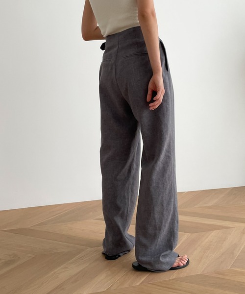 CANAL JEAN(キャナルジーン)の「El mar(エルマール) ベルト付きタックパンツ(スラックス・レディース・ブラック/グレー・ONE SIZE)」の9枚目の写真