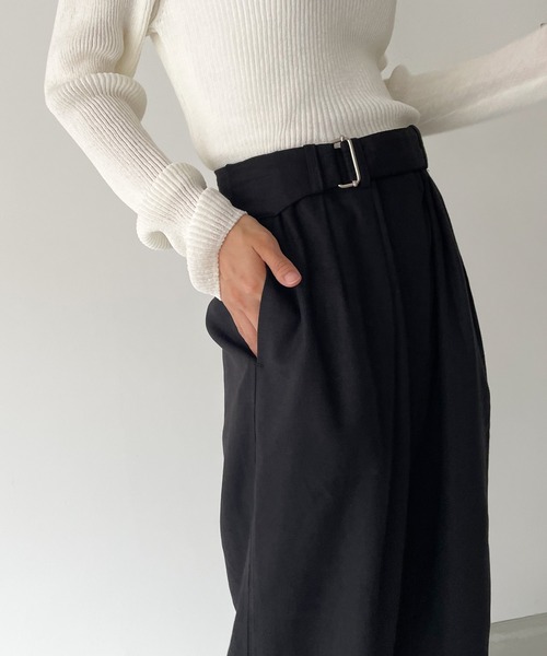 CANAL JEAN(キャナルジーン)の「El mar(エルマール) ベルト付きタックパンツ(スラックス・レディース・ブラック/グレー・ONE SIZE)」の6枚目の写真