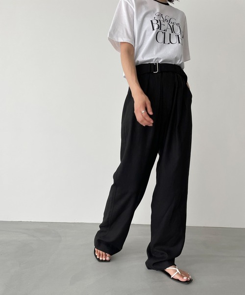 CANAL JEAN(キャナルジーン)の「El mar(エルマール) ベルト付きタックパンツ(スラックス・レディース・ブラック/グレー・ONE SIZE)」の8枚目の写真