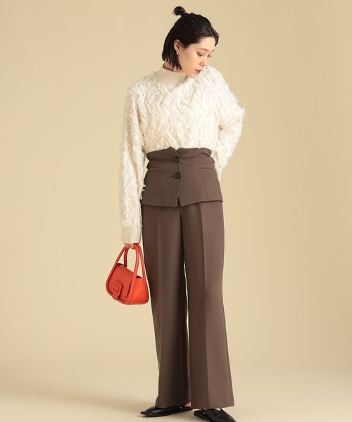 Ray BEAMS(レイビームス)の「Ray BEAMS / フリンジ ハイネック ニット(ニット/セーター・レディース・ブラック/オフホワイト/イエロー・ONE SIZE)」の11枚目の写真