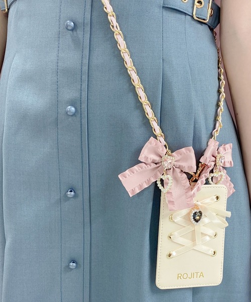 GOLDS♡ビジューチェーン♡リボンブローチ付♡ラッフル段々フリル♡ロンパース桃 エンジェルハート2つセットファーシュシュ ｜ LIZ LISA（リズリサ