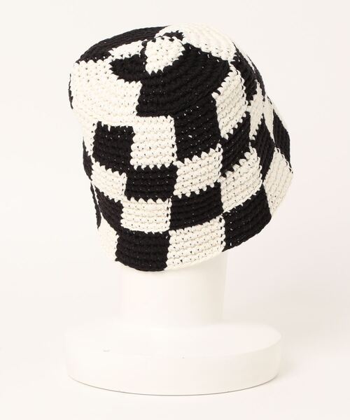 ROSE BUD（ローズバッド）の「チェッカー柄クロシェニットハット（ハット・レディース・ブラック/ベージュ・FREE）」の3枚目の写真