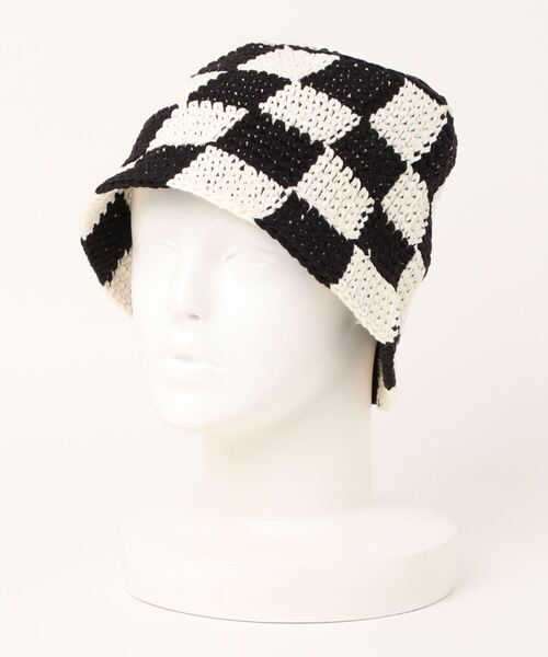 ROSE BUD（ローズバッド）の「チェッカー柄クロシェニットハット（ハット・レディース・ブラック/ベージュ・FREE）」の7枚目の写真
