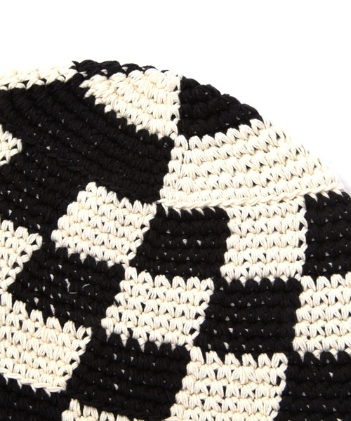 ROSE BUD（ローズバッド）の「チェッカー柄クロシェニットハット（ハット・レディース・ブラック/ベージュ・FREE）」の4枚目の写真