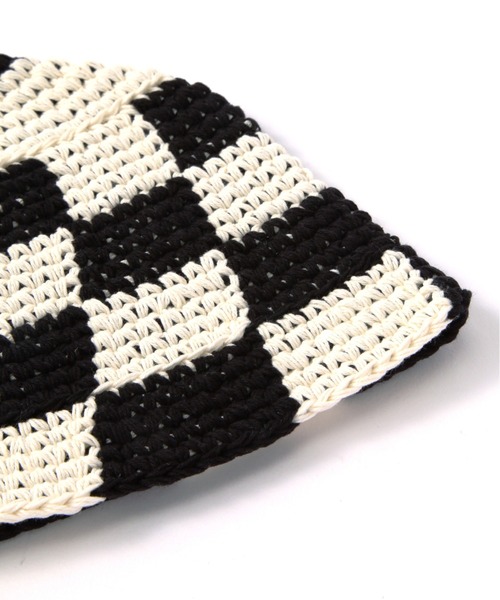 ROSE BUD（ローズバッド）の「チェッカー柄クロシェニットハット（ハット・レディース・ブラック/ベージュ・FREE）」の5枚目の写真