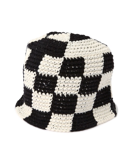 ROSE BUD（ローズバッド）の「チェッカー柄クロシェニットハット（ハット・レディース・ブラック/ベージュ・FREE）」の6枚目の写真